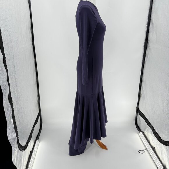 Susana Monaco Eggplant Long Sleeve Maxi Dress With Flared Hem Nylon/Spandex S - Picture 2 of 7